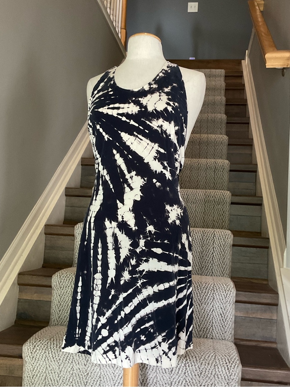 YFB Tie-Dye Dark Black/ Navy and White Halter Sundress